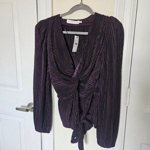 NWT!! ASTR the Label Twist Front Puff Sleeve Satin Peplum Top